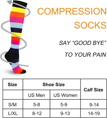 Vista 2 de Double Couple 3 pares de calcetines de compresión para mujeres y hombres de 20 a 30 mmhg, calcetines altos hasta la rodilla para deportes, correr