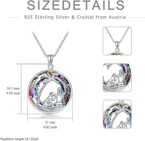 Vista 5 de POPKIMI Regalos para perros, collar de perro para mujer, collar con dije de perro de plata esterlina con cristal para perro, regalos conmemorativos