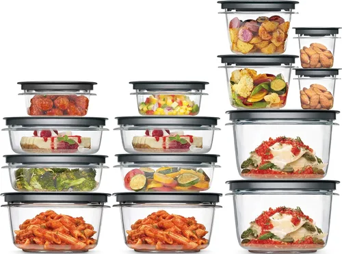 Vista 7 de Rubbermaid Premier Recipiente de almacenamiento de alimentos, juego de 10 piezas, gris, sin BPA, apto para microondas y lavavajillas