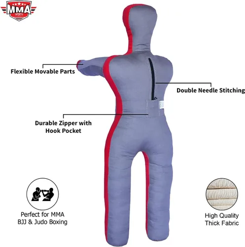 Vista 3 de MMA Deportes Brasileño JIU Jitsu Grappling Sumisión Lanzamiento Maniquí Punzonado Bolsa Pesada Kick Boxing Dummies SIN LLENAR Gris