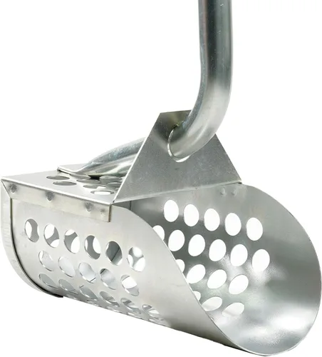 Vista 6 de Cucharas galvanizadas de mango largo y pala grande resistente para detección de metales de agua, descascarillado, caza en roca y más