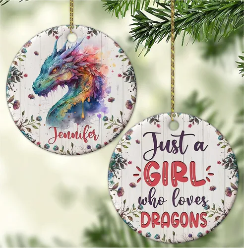Vista 16 de Hyturtle Adorno de Navidad personalizado para los amantes de los osos, adorno de cerámica con nombre personalizado de Just A Girl Who Loves Bears