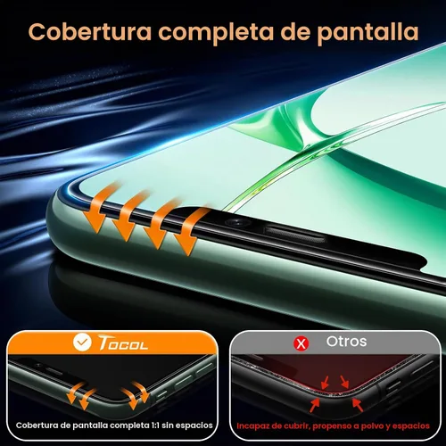 Vista 5 de TOCOL Protector de pantalla para iPhone 11 Pro Max, dureza 9H, grado militar, inastillable, vidrio templado HD, cobertura completa, fácil
