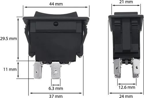 Vista 3 de Interruptor basculante momentáneo de polaridad inversa con cables para estabilizador de remolque de lengua de RV, control de motor, 20 amperios 12 V