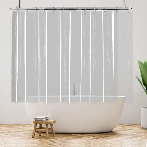 Vista 8 de Cortina de ducha transparente para bañera con patas de 180 x 70 pulgadas, envolvente, con 6 imanes, impermeable, juego de cortinas de ducha
