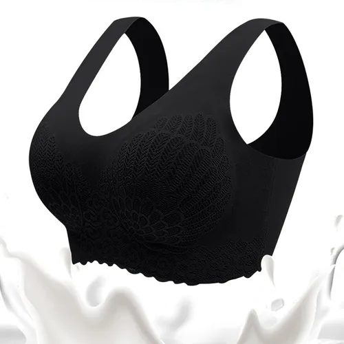 Vista 7 de 3PC Everyday Bras for Women Plus Size Full Coverage Lace Bras Wireless Push Up Beauty Back Soft T Shirt Sports Bra