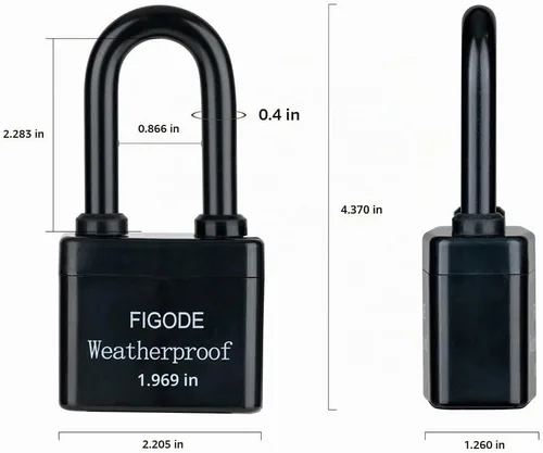 Vista 2 de FIGODE® Candado impermeable para exteriores, cerradura grande de servicio pesado resistente con cubierta de acero laminado con llave, 2.2 pulgadas