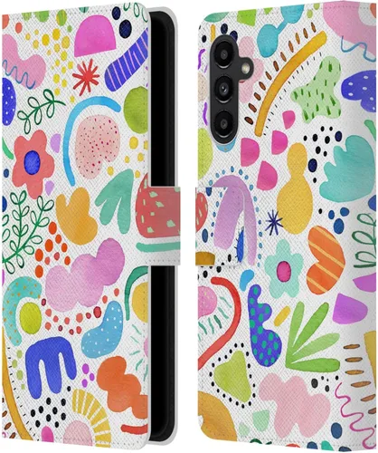 Vista 15 de Head Case Designs Officially Licensed Ninola Brushstrokes Black Summer Patterns Leather Wallet Case Compatible with Samsung Galaxy A07 4G