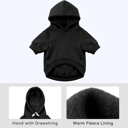 Vista 3 de Dog Sweaters for Small Dogs, Dog Hoodie Apparel Sweatshirt Clothes Negro