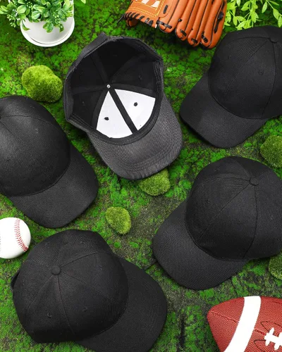 Vista 5 de Gorra de béisbol en blanco con correa trasera ajustable, gorra de camuflaje en blanco para camioneros, hombres y mujeres, Negro