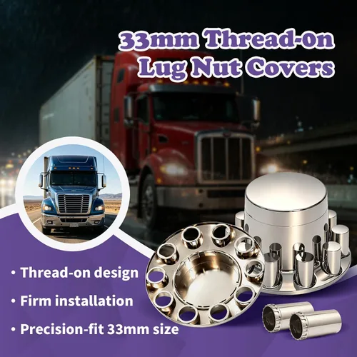 Vista 6 de Kits completos de cubierta de eje delantero y trasero de plástico ABS cromado con cubiertas de tuerca de brida de 33 mm y tapa central extraíble
