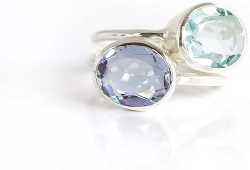 Vista 137 de Oval Birthstone Ring Bezel Set in Vermeil Gold, Sterling Silver, or Rose Gold, Stacking Birthstone Ring [rOMB]