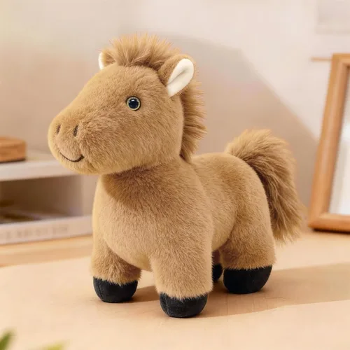 Vista 11 de PEACH CAT Animal de peluche de caballo de 8 pulgadas, lindo caballo de peluche suave, juguetes de peluche, regalos para niños, color negro