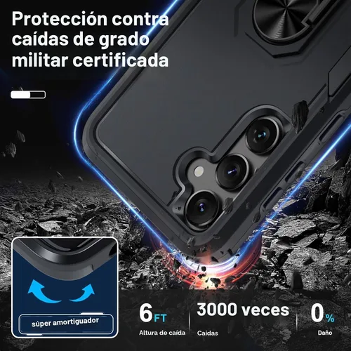 Vista 5 de Compatible con Samsung Galaxy S24/S25 Funda con Protector de Pantalla de Vidrio Templado, Resistente a Prueba de Golpes de Servicio Pesado Funda