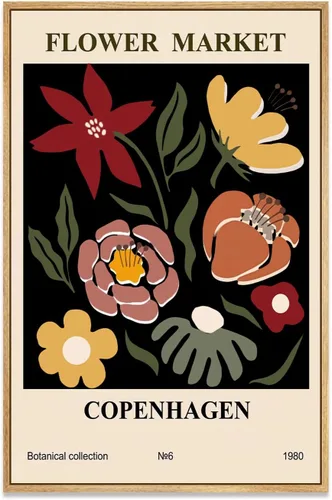 Vista 11 de Zzuyi Lienzo enmarcado para mercado de flores, arte de pared, póster botánico de flores silvestres rosas, impresiones de imágenes, ilustraciones