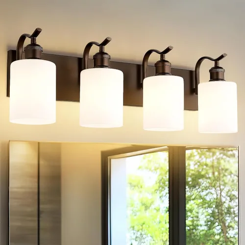 Vista 20 de Lámpara de tocador de baño de 3 luces, aplique de pared de níquel cepillado, lámpara de baño moderna con vidrio transparente, VL01BN-3 Níquel