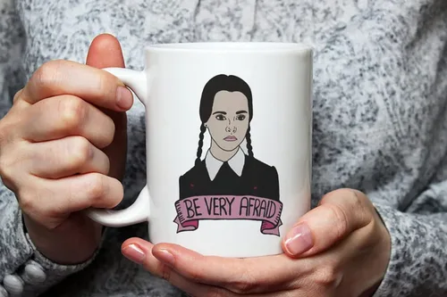 Vista 3 de Fonhark - Taza Wednesday Addams (The Addams Family, 90s Film or Movie Buff Fanstic Cup, The X Files, Creepy, Nostalgia, Morticia, Goth), taza