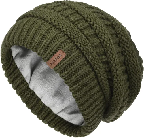 Vista 69 de FURTALK Gorros de invierno para mujer, con forro polar, gorro de punto holgado y cálido, gorro de esquí