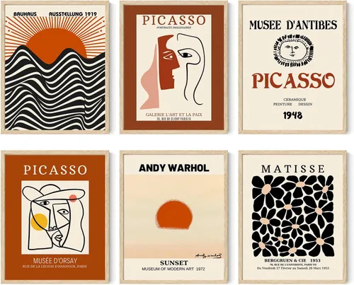 Vista 10 de Iknostine Juego de 6 impresiones artísticas de pared de artistas famosos Matisse abstractas de color verde, póster estético en lienzo con diseño