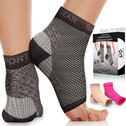 Vista 9 de Physix Gear Calcetines para fascitis plantar para hombres y mujeres, mejores calcetines para el malestar del pie y soporte del arco, calcetines