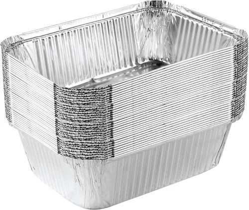 Vista 10 de PLASTICPRO Moldes desechables de papel de aluminio para llevar de 5 LB de 7'' X 10'' X 3'' pulgadas, moldes para hornear - utensilios de cocina