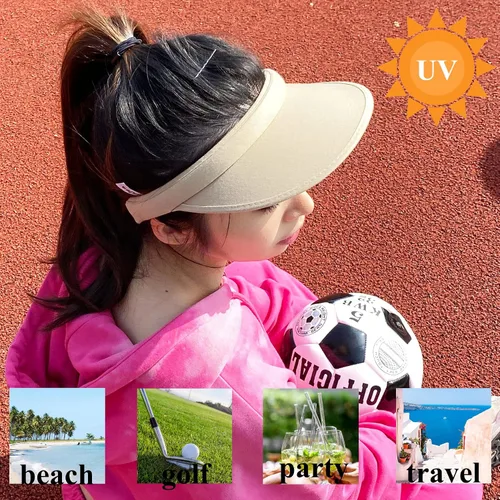 Vista 2 de Paquete de 2 sombreros con visera para el sol, para mujeres y hombres, con clip en visera ancha, para deportes al aire libre, golf, playa, viajes