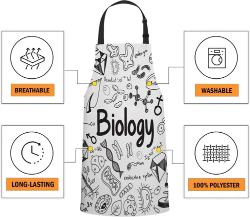 Vista 4 de oFloral Delantal de teoría de la ciencia de la biología unisex ajustable, delantal para cocinar, cocinero, mujeres y hombres, delantales para cocina