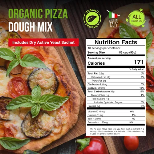 Vista 2 de Molino Rossetto Mezcla de masa para pizza, orgánica, gourmet, mezcla de corteza de pizza para una pizza casera perfecta, también es buena