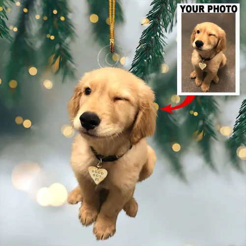 Vista 4 de Adorno de mica con foto personalizada para Navidad, regalo de cumpleaños para mamá mascota, papá de mascota, mamá perro, papá perro, mamá gato, papá
