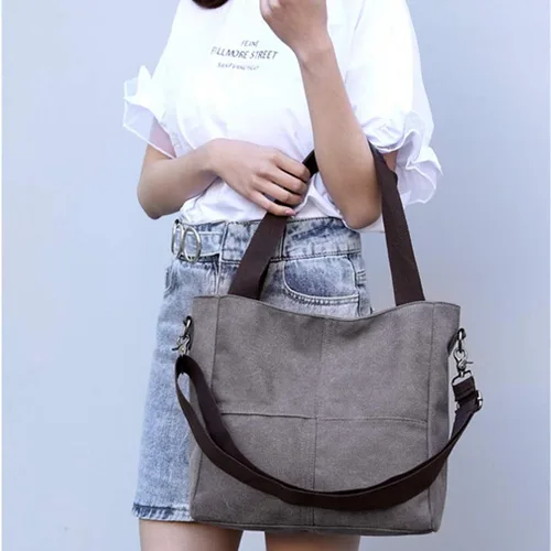 Vista 6 de Sunshinejing Bolso de lona pequeño para mujer, bolso cruzado de hombro, bolsos de trabajo, bolso de viaje