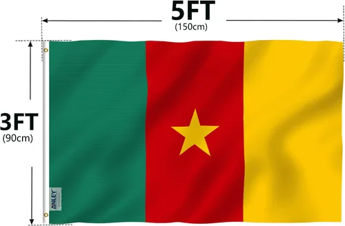 Vista 7 de ANLEY Fly Breeze - Bandera de Camerún de 3 x 5 pies, color vivo y a prueba de decoloración, cabecera de lona y doble costura, banderas camerunesas