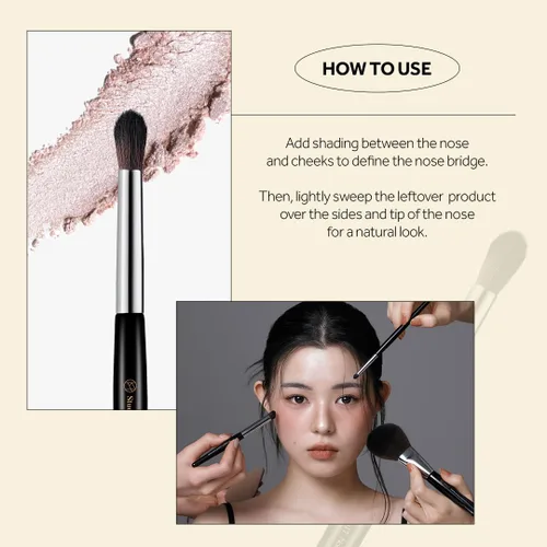 Vista 4 de STUDIO17 Brocha para quitar la nariz, cepillo de maquillaje profesional con cerdas sintéticas de primera calidad, cepillo de maquillaje coreano