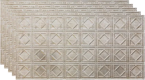Vista 19 de FASÄDE Panel de techo decorativo de vinilo decorativo de estilo tradicional / patrón 4 de 2 x 4 pies en bronce bermudas (paquete de 5)