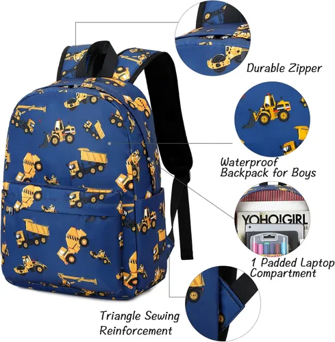 Vista 12 de CAMTOP - Conjunto de mochila y lonchera con estampados divertidos para niños de preescolar y primaria), Y0058-2