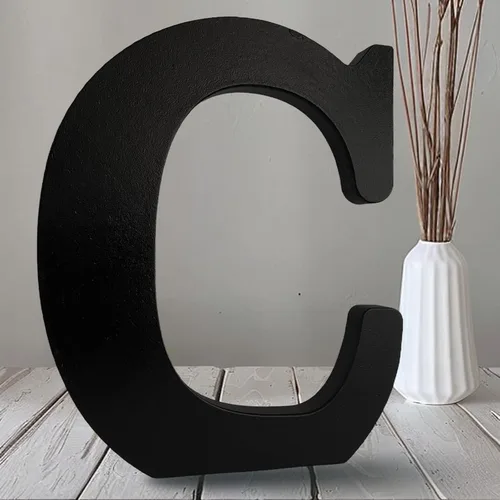 Vista 10 de AOCEAN Letras de madera negra de 10 pulgadas, letras de madera sin terminar para Halloween, letras decorativas de pie, rebanadas, decoración