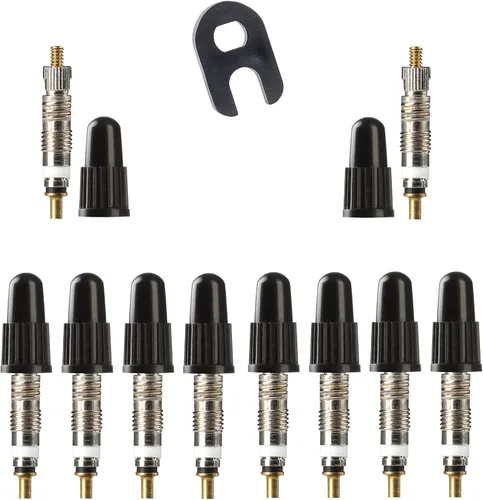 Vista 2 de RocRide Núcleos de válvula Presta con herramienta de extracción y 10 núcleos y 10 tapas para neumáticos sin cámara. Compatible con montaña