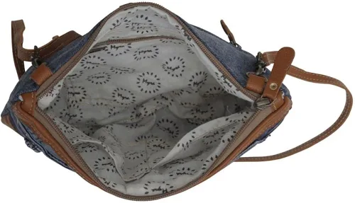 Vista 6 de Bolso bandolera de cuero occidental para mujer - Bolso bandolera de lona reciclada