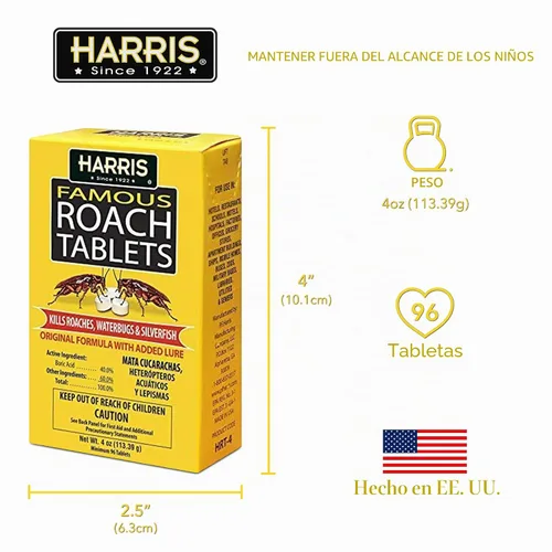 Vista 6 de Tabletas para cucarachas Harris, polvo mata cucarachas de ácido bórico con señuelo para insectos (4 oz, 96 tabletas)