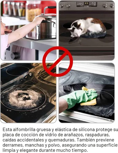 Vista 7 de XiFEO Cubiertas para Estufa Eléctrica, Protector de Cubierta de Estufa de Vidrio de Silicona de Grado Alimentario Resistente, Protector de Placa