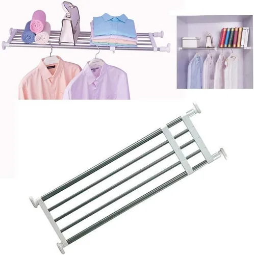 Vista 8 de BAOYOUNI - Estante de tensión expandible para armario de ropa organizador ajustable con divisores/separadores DIY para guardar ropa en color marfil