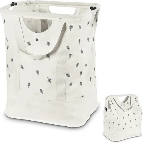 Vista 7 de JOMOLA Cesta de lavandería plegable grande de tela de 90 litros, cesta extensible para ropa sucia, bolsa de lavandería con asas para la familia