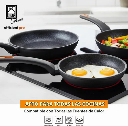 Vista 4 de BRA COOKWARE Efficient Pro - Juego de sartenes antiadherentes de 2 piezas