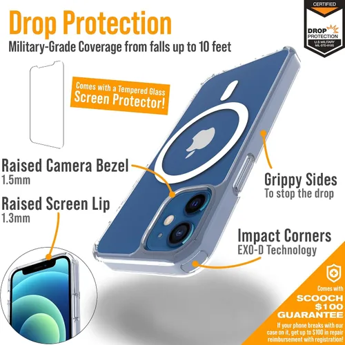 Vista 4 de Scooch para MagCase Compatible con iPhone 12 Mini Incluyendo MagRing 2.0, Soporte para Teléfono Compatible con MagSafe y Pata de Soporte