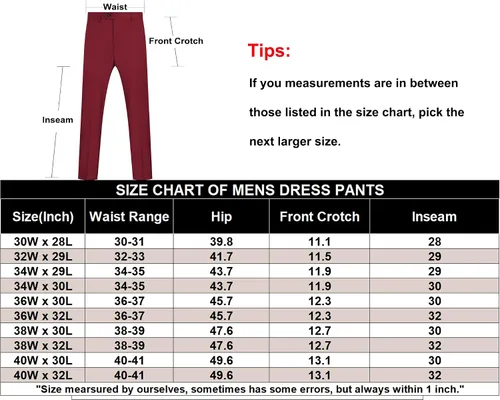 Vista 6 de COOFANDY Pantalones de vestir de ajuste clásico para hombre, pantalones formales rectos con frente plano, sin arrugas, cintura expandible