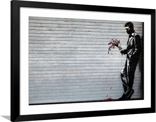 Vista 10 de ART.COM Impresiones artísticas enmarcadas para pared Hustler Club de Banksy, decoración botánica, 18 x 12 pulgadas, marco negro con paspartú blanco