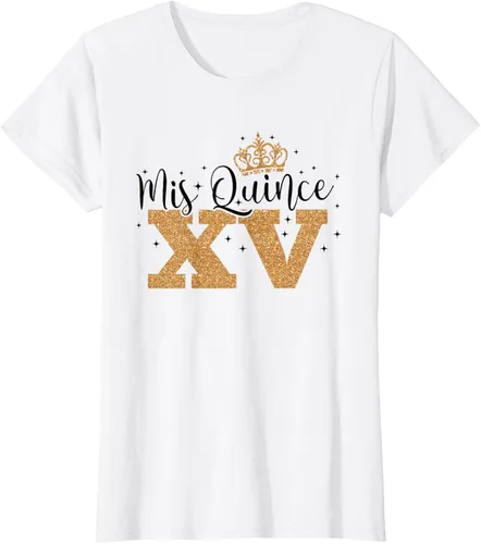 Vista 18 de Camiseta de quinceañera Mis Quince para cumpleaños número 15 Blanco