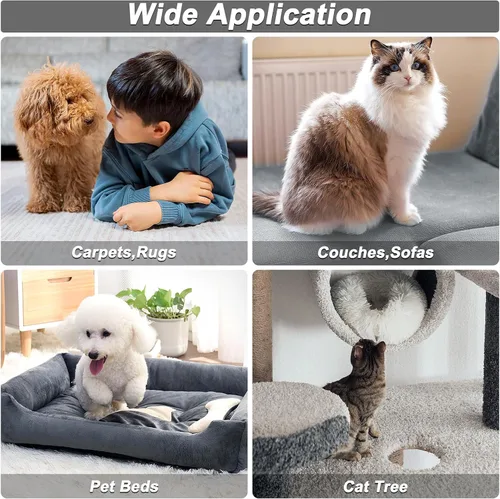 Vista 7 de Rastrillo de alfombra B-Land para depilación de mascotas, escoba raspadora de alfombras reutilizable Pet Hair Remover with 60” Adjustable Long