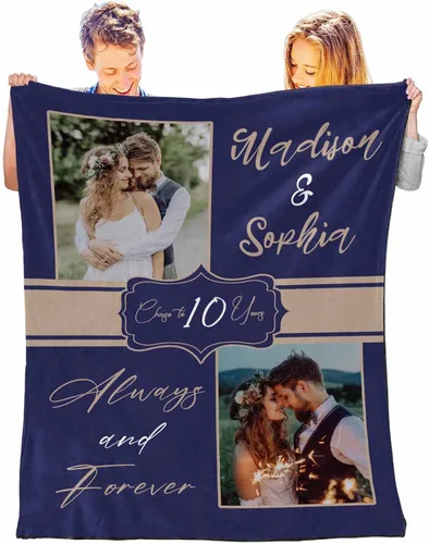 Vista 15 de D-Story Mantas personalizadas con fotos, regalos personalizados para parejas, regalos de aniversario y cumpleaños para esposa, marido, novia, novio