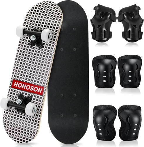 Vista 19 de Honoson Juego de 7 piezas de rodilleras, coderas y muñequeras para patinetas para principiantes y niños pequeños