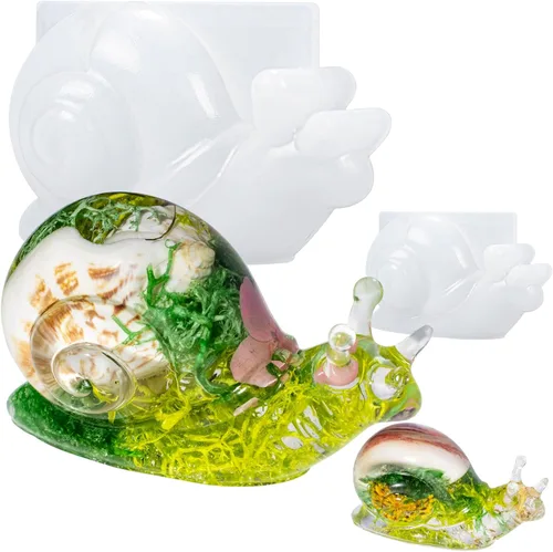 Vista 9 de Moldes de resina epoxi de silicona, 4 unidades variadas de caracol de lagarto de rana 3D